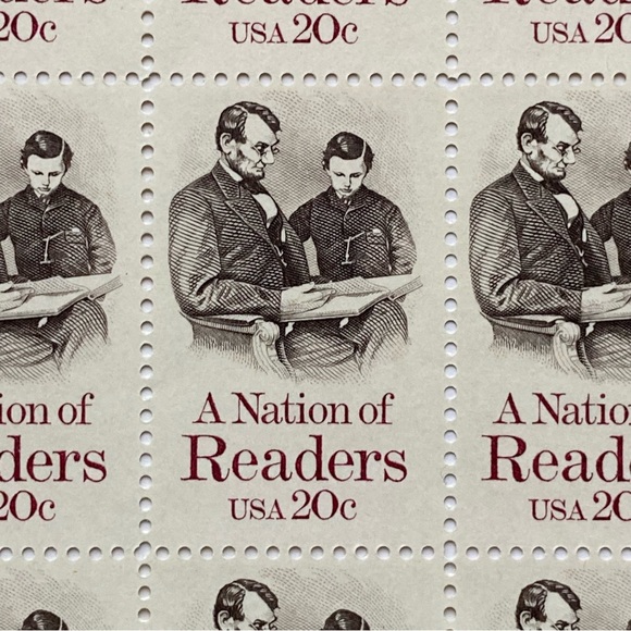 A Nation of Readers Stamp Full Sheet 20 Cent Scott #2016 Unhinged Abe Lincoln 84 - Picture 2 of 11